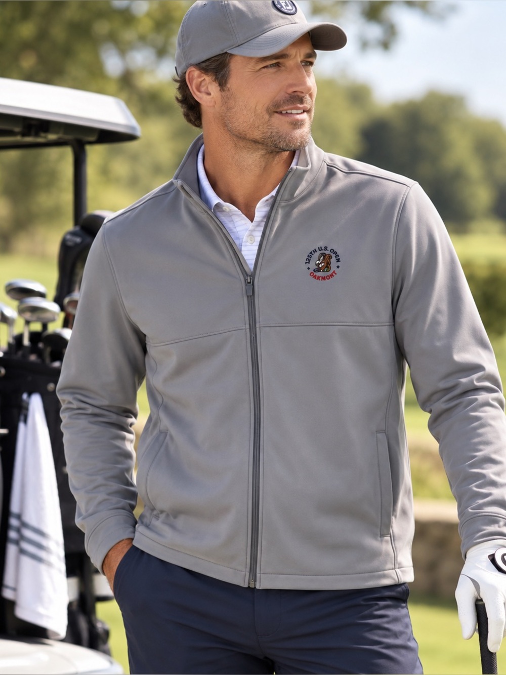 Antigua 125th U.S. Open Oakmont Golf Full Zip Soft Shell Jacket Men’s 2XL Gray